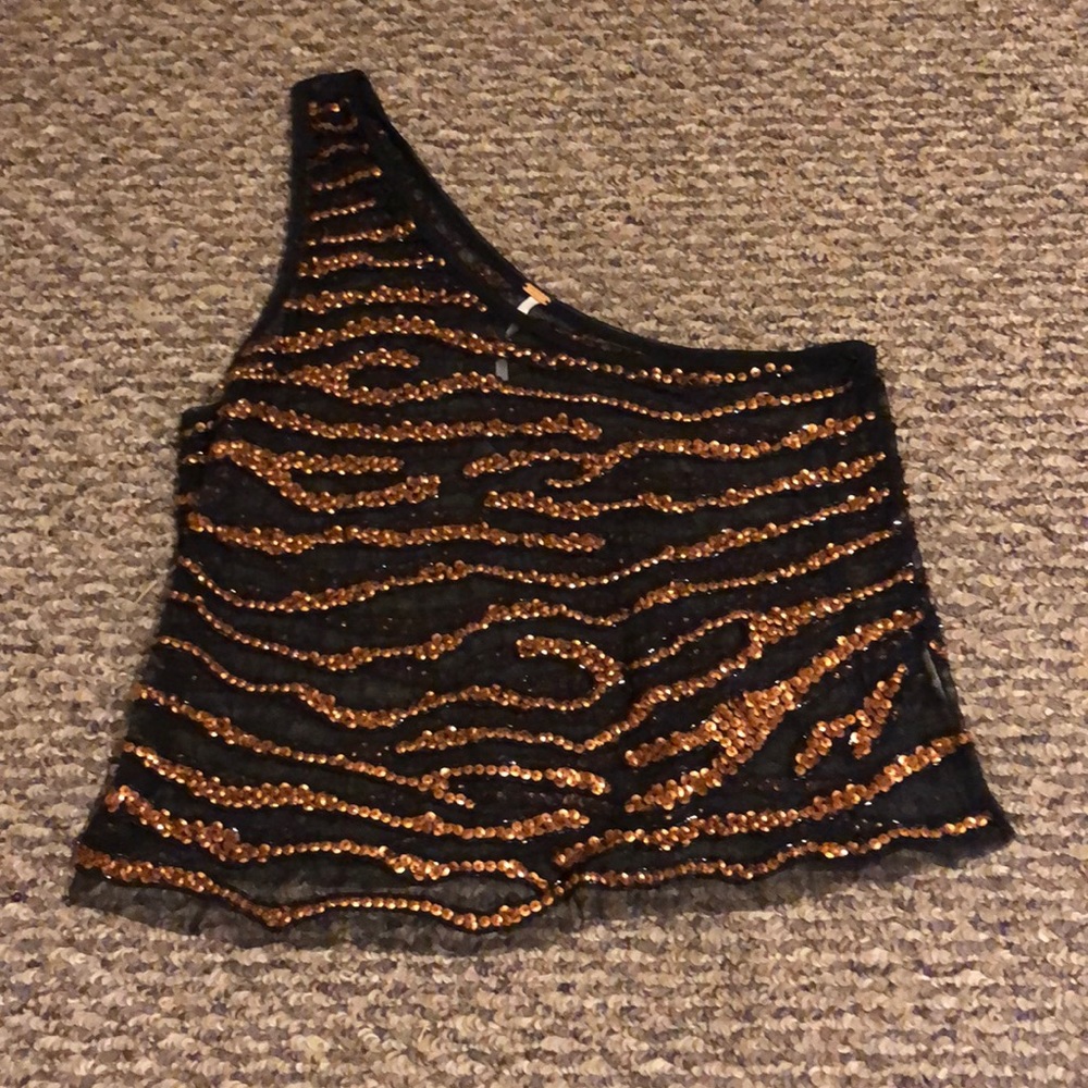 Free people beaded one shoulder top